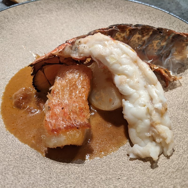 金目鯛、オマール海老、アメリケーヌソース(ete)