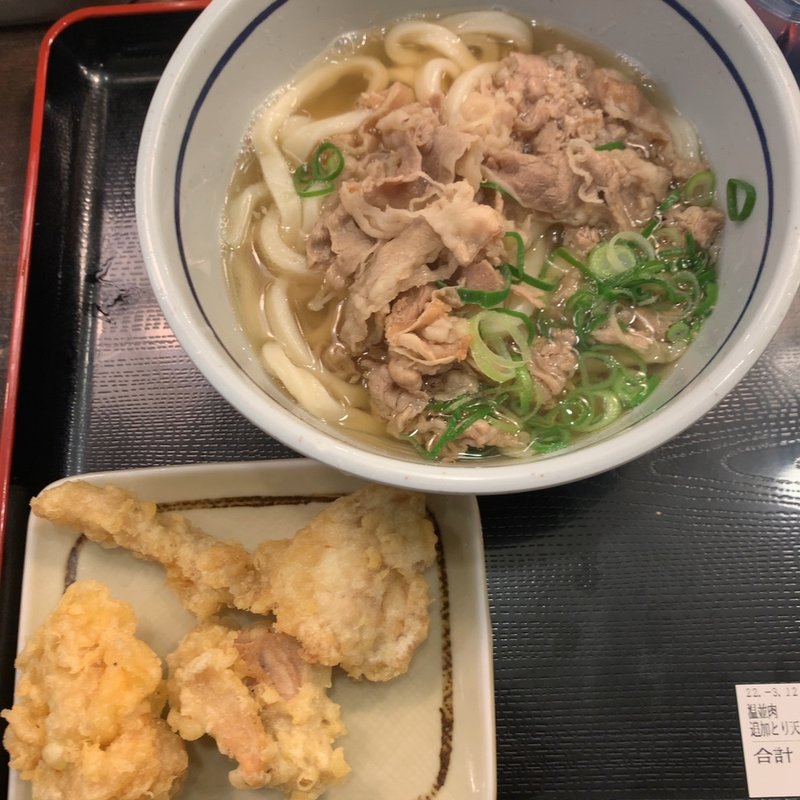 肉うどん　とり天(おにやんま 新橋店)