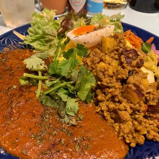 2種あいがけ チキカレー/砂肝のキーマ(BLUE  MOON OHMIYA)