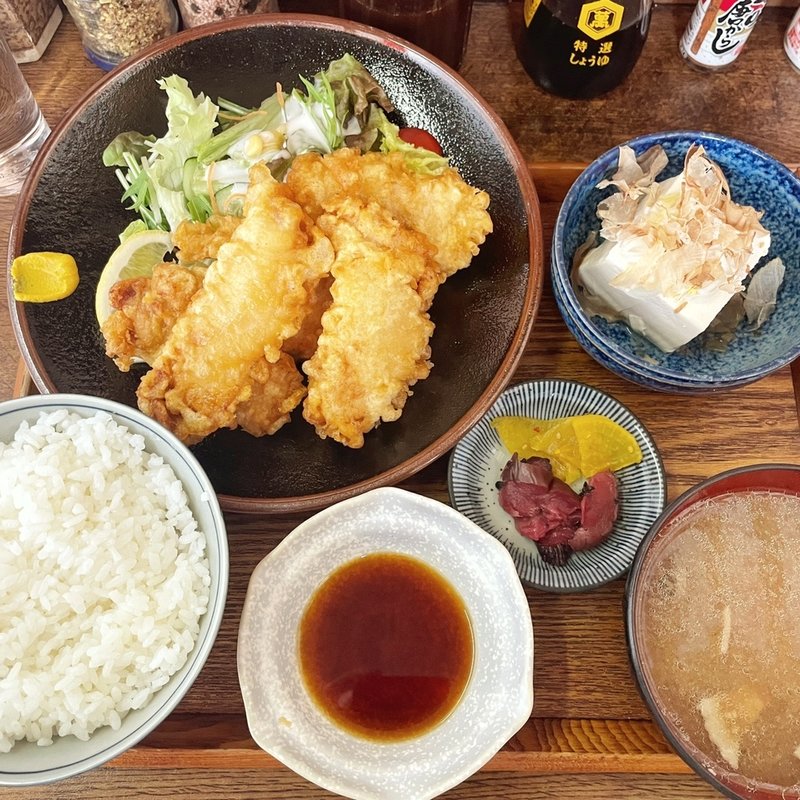 鶏天ポン酢定食(あきたや食堂)
