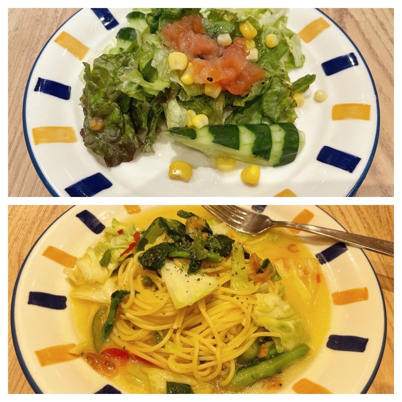 菜の花と桜海老のパスタ(サラダセット)(マイアミガーデン)