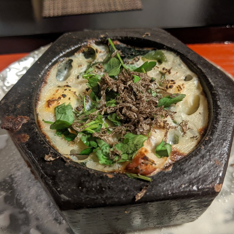 河豚白子の焼きおじや(御料理 貴船 （キフネ）)