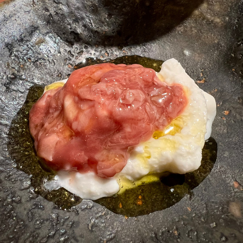 酒盗とブッラータチーズ(ポップ ガストロノミー レインカラー)