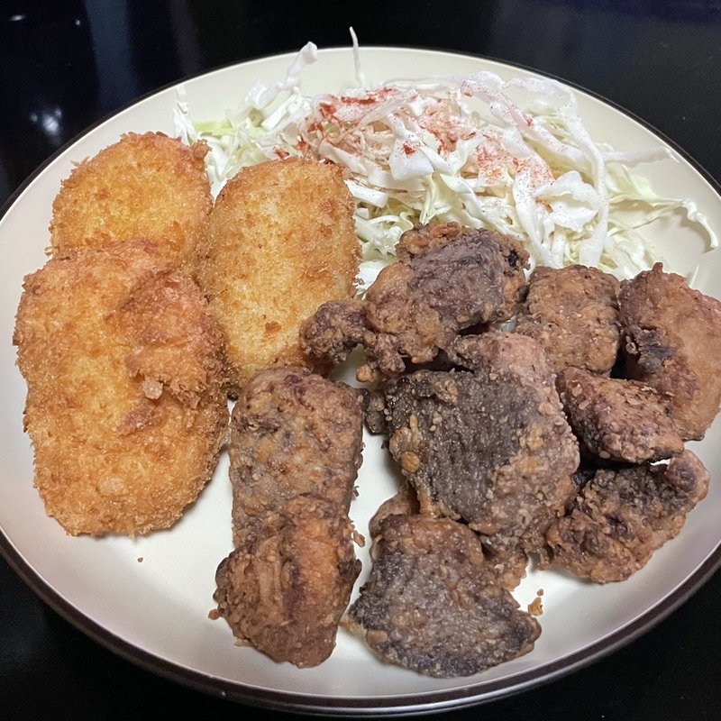 クリームコロッケ＋モーカ唐揚げ(自宅)