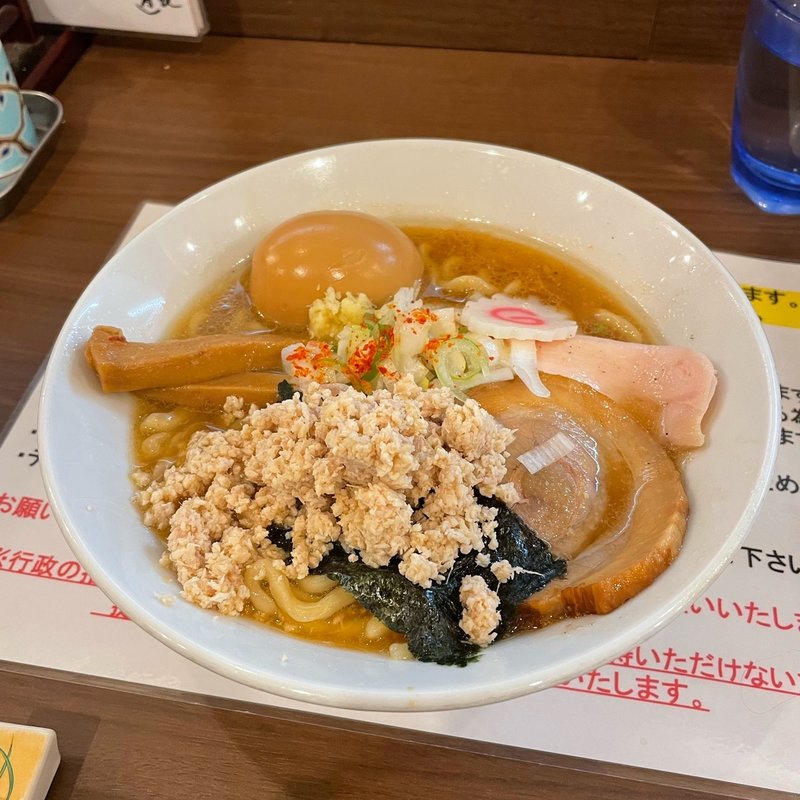 味玉・鶏生姜ほぐし夜鳴きそば(つけめんさなだ)