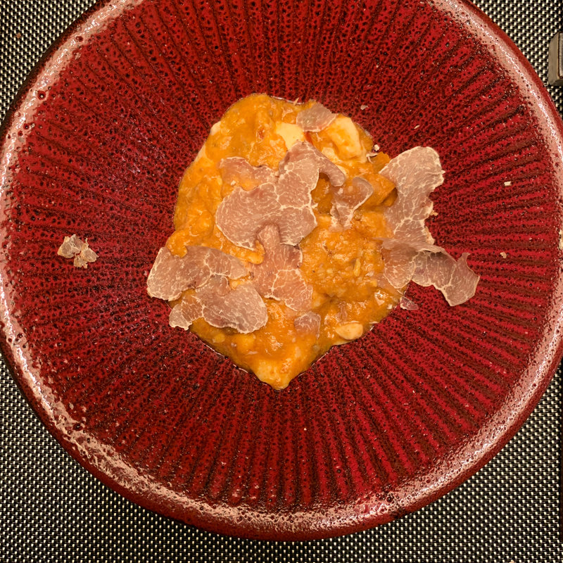 長井産いばら蟹の黄金麻婆豆腐(レンゲ)