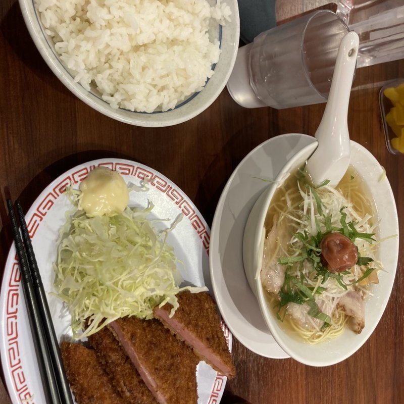 梅塩らーめん　ハムカツ定食(魁力屋　日野万願寺店)