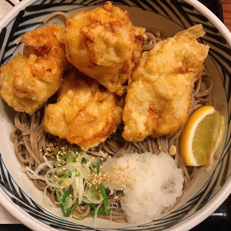 とり天冷やしぶっかけ蕎麦(おらが蕎麦 鶴舞駅アスティ店)