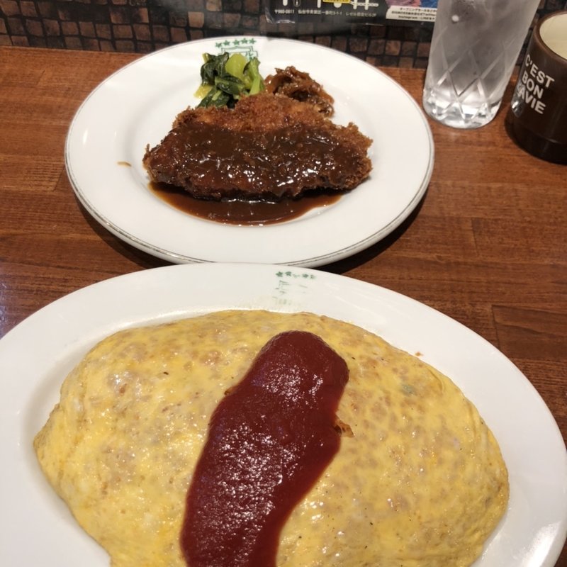 オムランチ(ポークカツレツとオムライス)(アメリカングリル )
