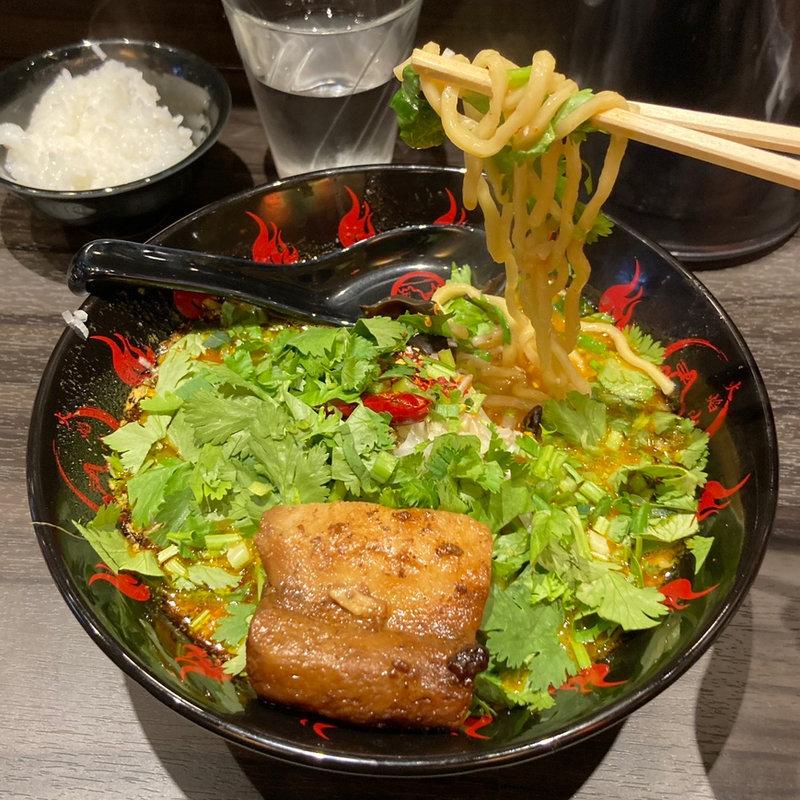 パクチー麻辣味噌ラーメン(麻辣味噌ラーメン 火焔山)
