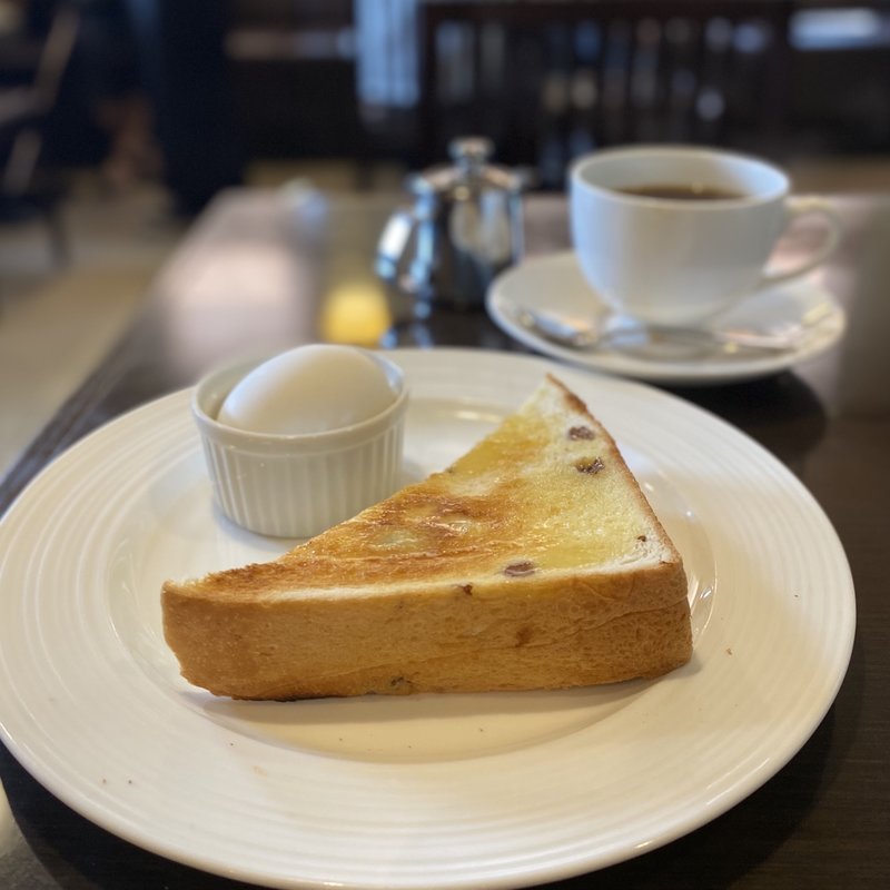 モーニング(レーズンパン)、伽羅ブレンド(茶房・伽羅 平田店)