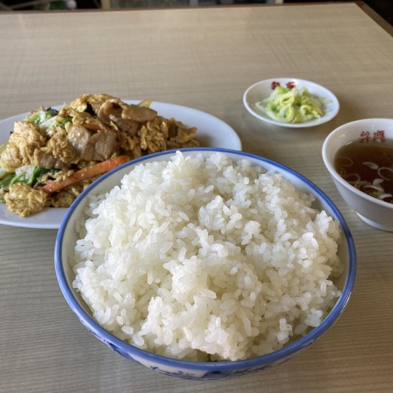 卵と肉炒め定食ライス大盛(弁慶)