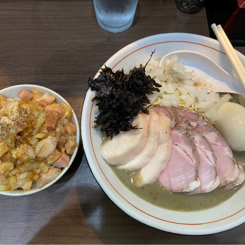 濃厚煮干しそば＋肉ごはん(ヌードル＆スパイスカレー 今日の1番)