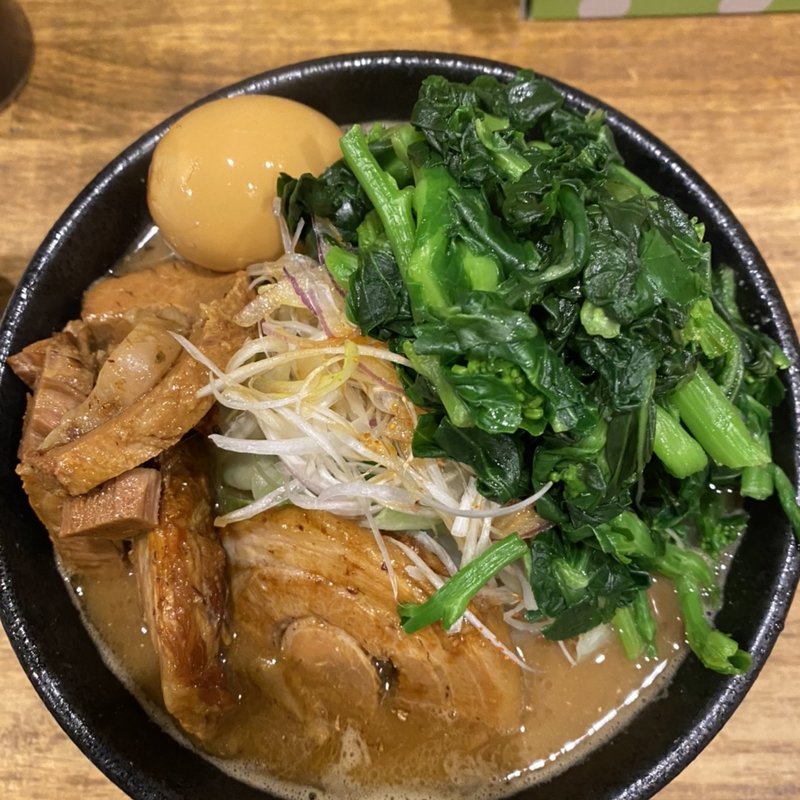 一剣味噌＋チャーシュー＋菜の花(煮干し中華そば 一剣)