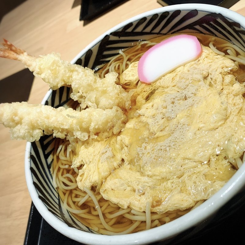 海老天玉子とじそば(生そばうどん ウエスト 蒲田店)
