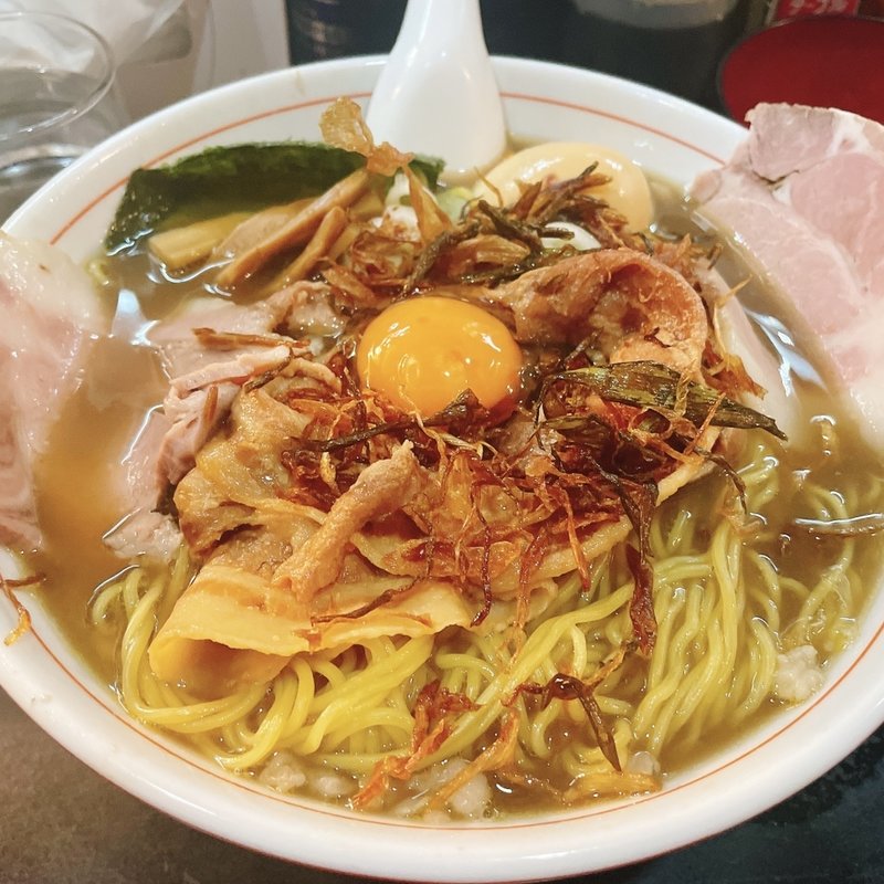 藻屑ガニのスペシャル大盛り、つけ玉(一条流がんこ総本家分家荒木町)