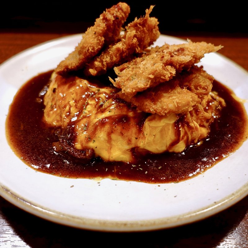 卵とろとろオムライス+ポークカツ（4個）(浪花オムライス)