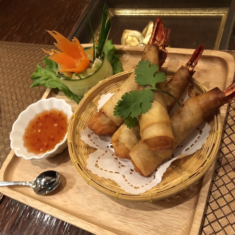 ポーピアクントード/海老の春巻き(ジャスミン タイ 八重洲店)
