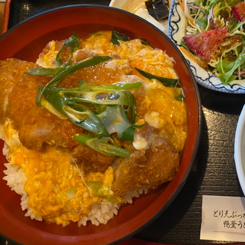 かつ丼セット(とり天ぶっかけと鴨釜うどん 麺匠 やしま)