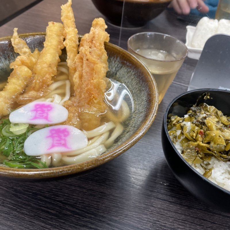 ごぼう天　うどん　ちょとメシ高菜明太子ライス(資さんうどん 幸神店)