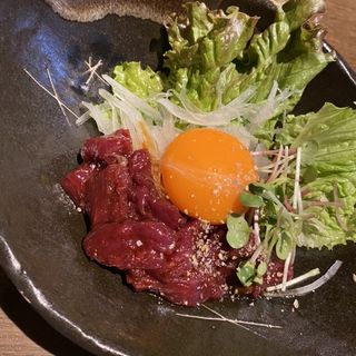  桜肉と特製たれ 桜ユッケ(博多流 神屋 )