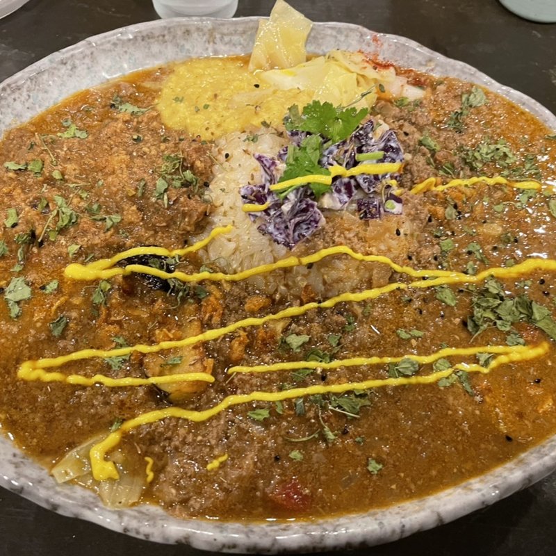 BBQマスタードキーマカレーとミニキーマ(創作カレーツキノワ)