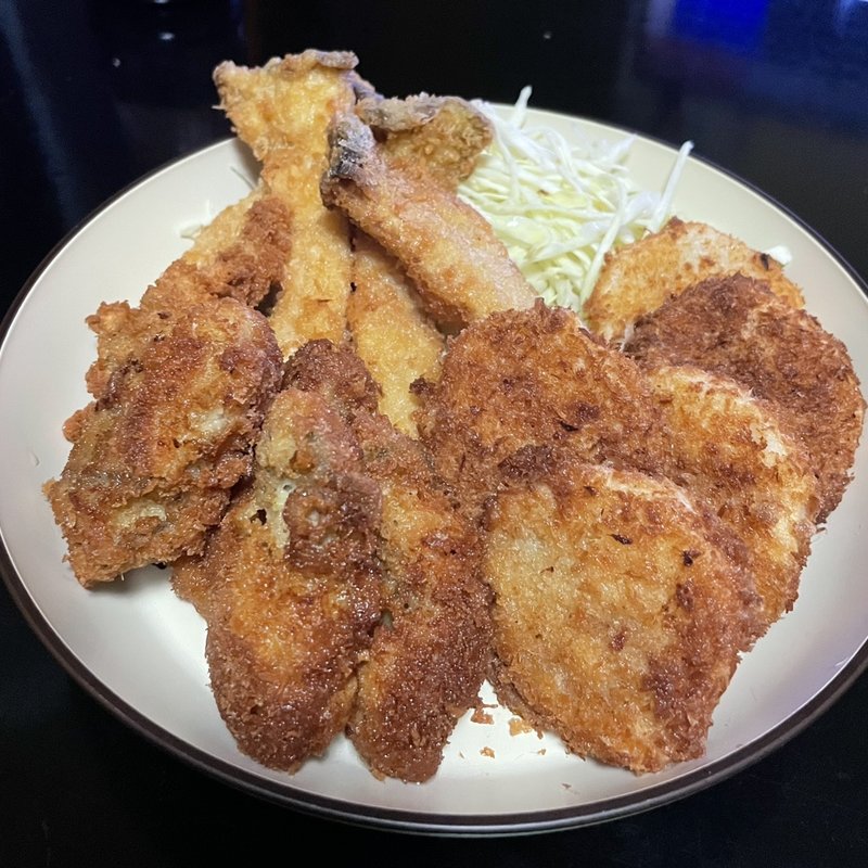 フライ盛り(カキ､山芋､エリンギ)(自宅)