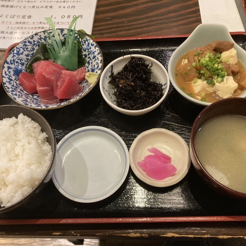まぐろぶつとあと一品定食(ほそ川)