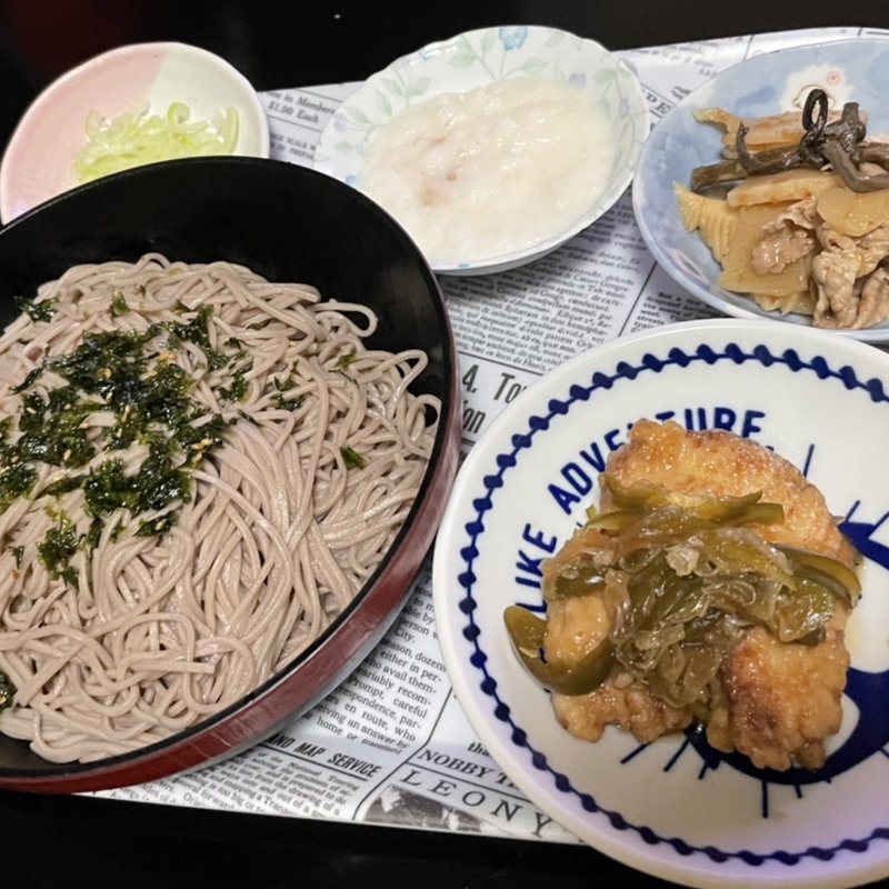 ざるそば定食(自宅)