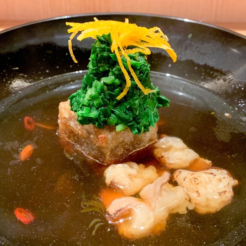 牛蒡豆腐とホルモン揚げ出し(虎ノ門 とだか)