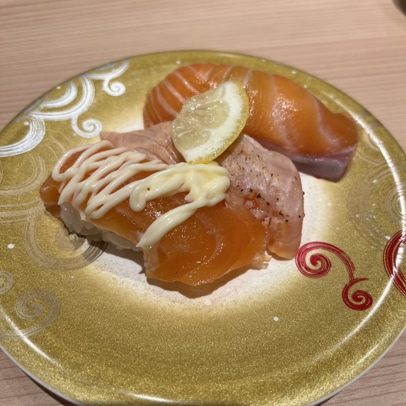 サーモン3種(生・炙り・漬け)(九州はかた大吉寿司 ららぽーと福岡店)