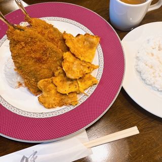 アジフライとピカタ定食(トマト)