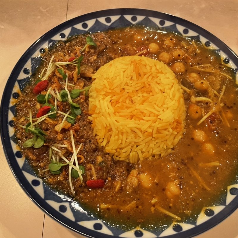 なす、えのき茸と、あさりキーマ vintageのあいがけ(バビルの塔 )