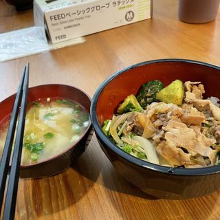 焼き肉丼＆味噌汁セット(神戸パートナーズ)