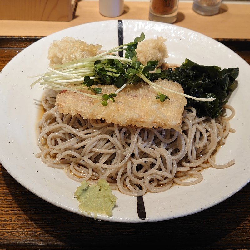 燻製風味のうずらとベーコン天そば(しぶそば 大井町店)