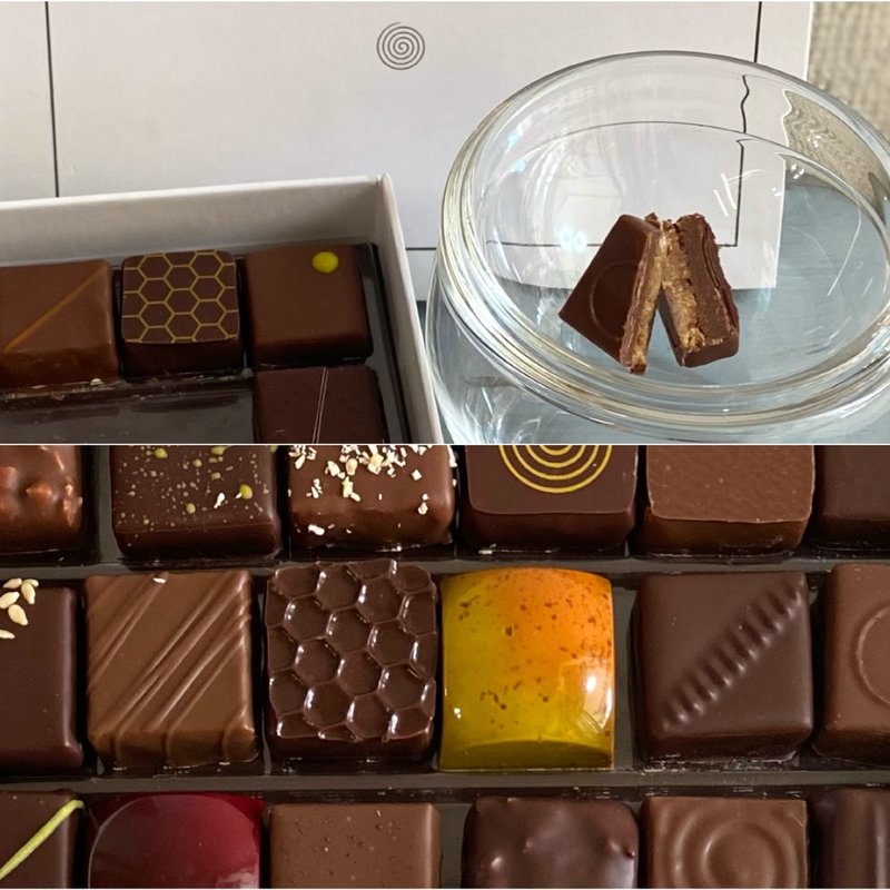 Tourbillon by yann brys🌀 / バナナ＆マンゴーガナッシュと ココナッツのプラリネ(サロン・デュ・ショコラ東京2022)