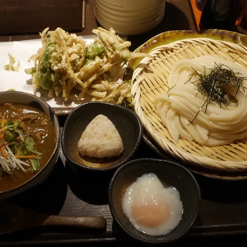 新じゃが、新ごぼう、スナップえんどうのカレーつけ麺セット(釜揚げうどん 鈴庵 )