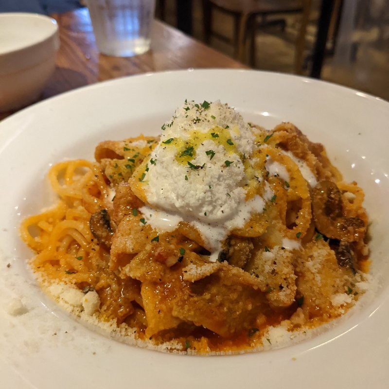 豚肉とマッシュルームのトマトクリーム(Locanda Trattoria )