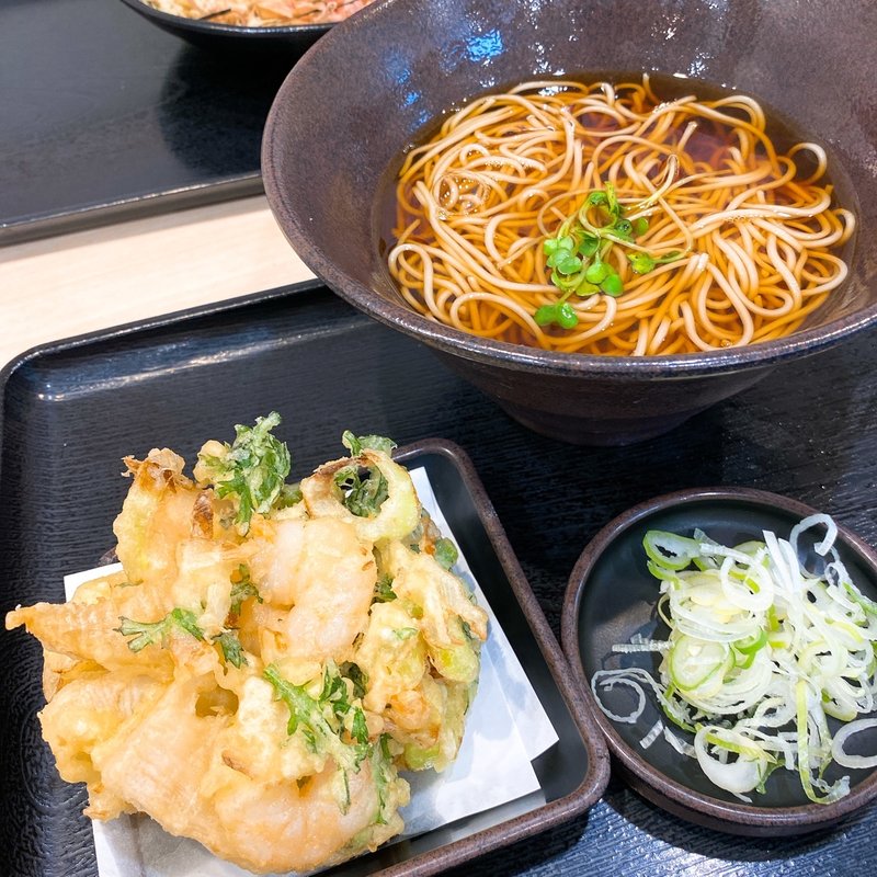 海老と穂先筍のかきあげそば(ゆで太郎 千葉東寺山店)