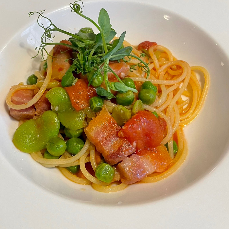 ランチコース(そら豆とグリーンピースとパンチェッタのポモドーロ)(NERORI)