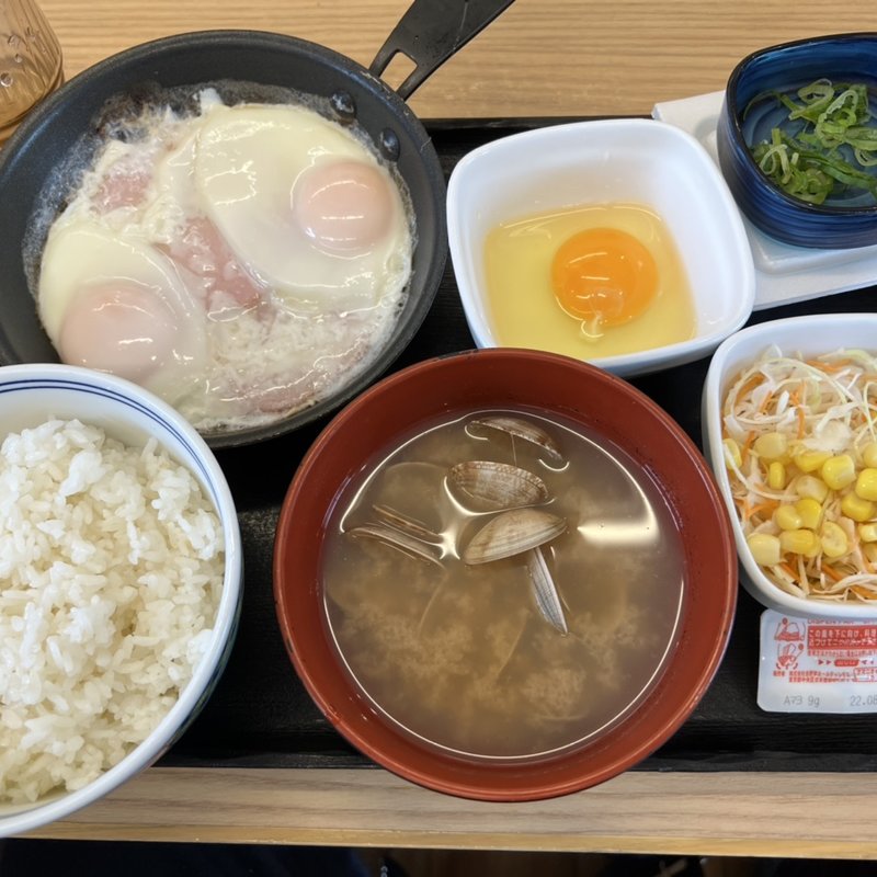 Wハムエッグ納豆定食(吉野家 甲州街道府中白糸台店)