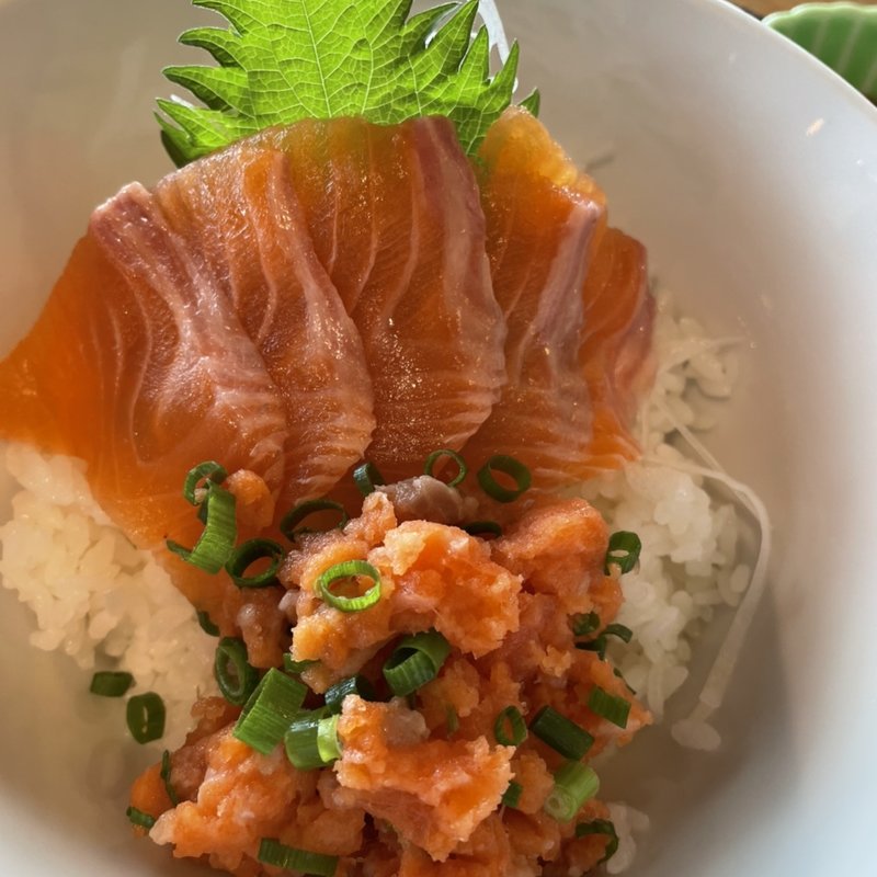 信州サーモンとネギトロ丼(レストラン湖彩)