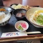 ひるげセット　醤油うどん(冷)+豚生姜焼き(やまきうどん 東広島店 )