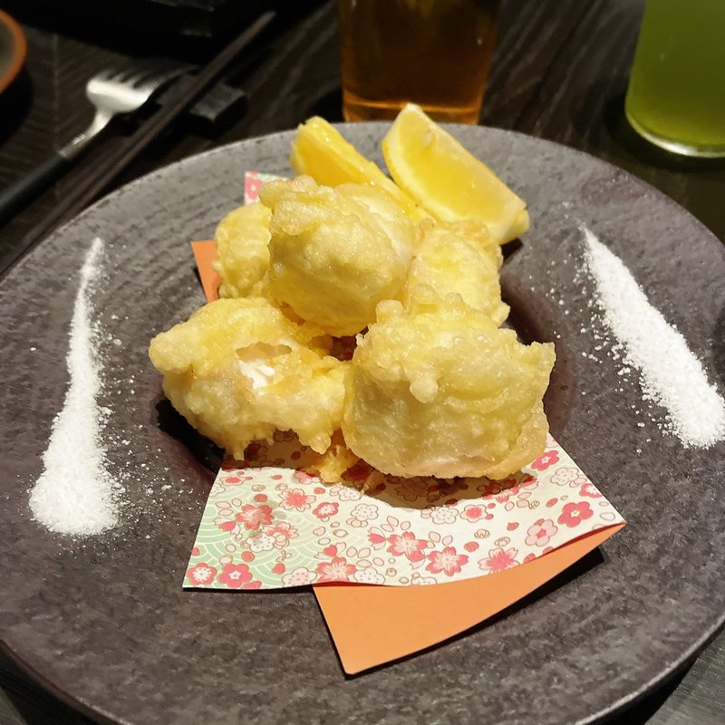 河豚白子 天ぷら(（惚）オ向イ上ル)