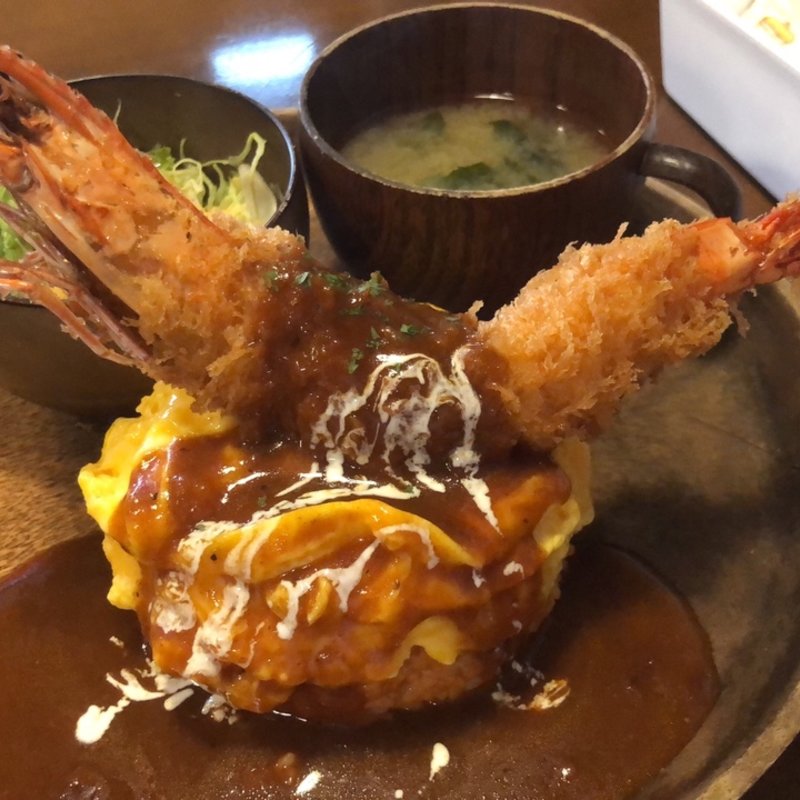 ジャンボ海老フライ付オムライス(ハックルベリー)