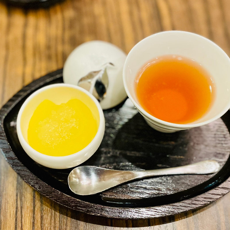 福来茶とりんごの生姜ジュレ掛け(佳翠苑 皆美 （出雲・玉造温泉 佳翠苑 皆美）)
