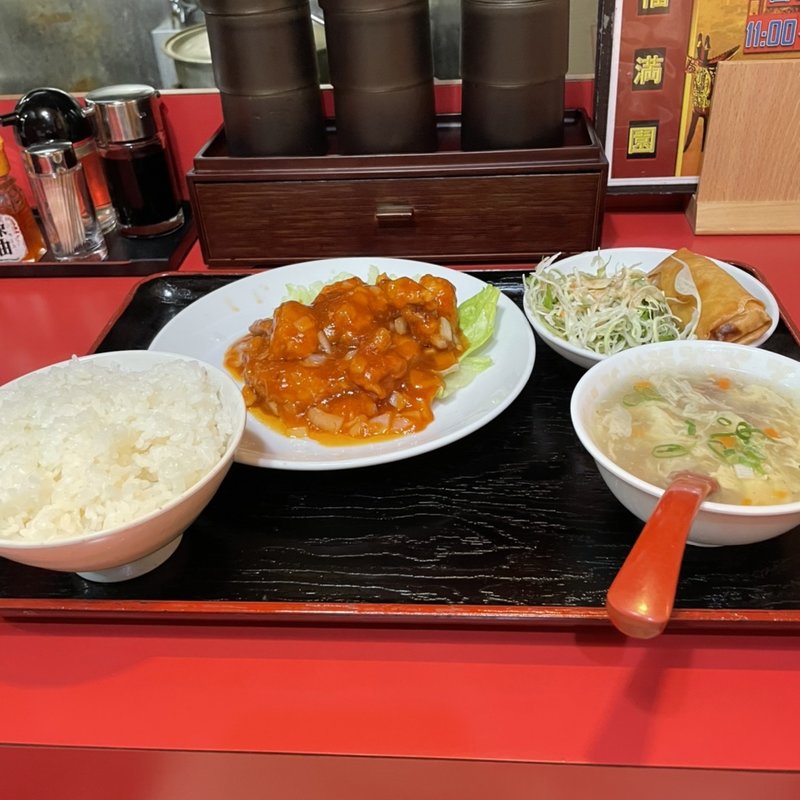 海老チリソース定食(福満園神戸駅前店)