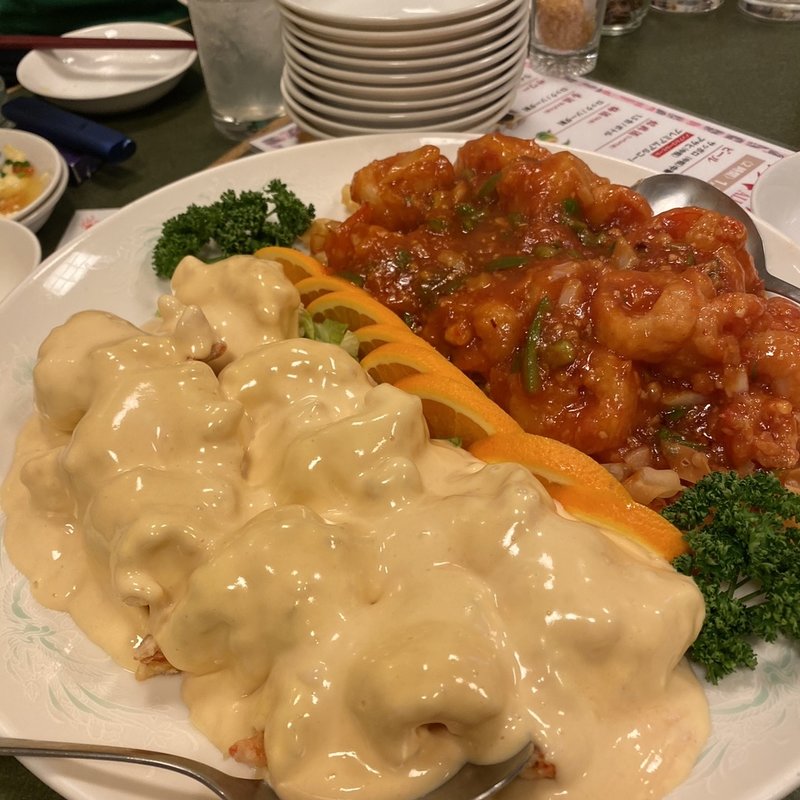 えびマヨとエビチリ(牡丹園)