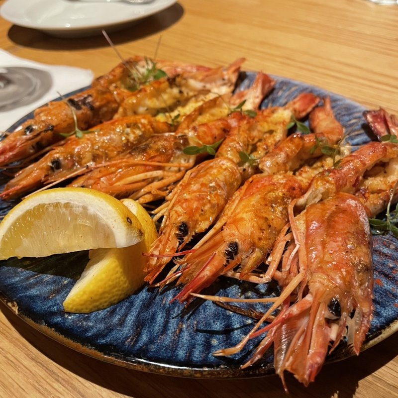 赤海老のプランチャ(La Pesquera MARISQUERIA)