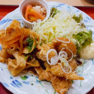 油淋鶏と旨辛ポーク定食(築地食堂源ちゃん 神保町店 )